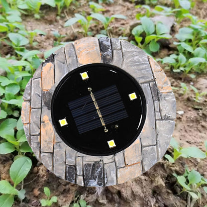 Disk Lights Slate – 2 Pc Heavy-Duty Solar Pathway Lights with 4 LEDs, Weatherproof & Auto On/Off