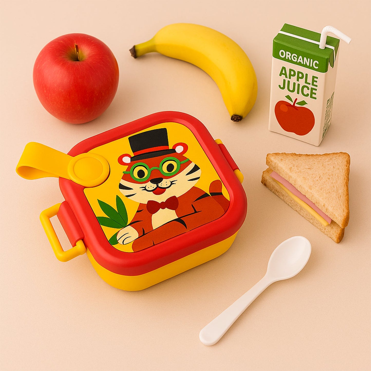 Ganesh Tangy Kids Stainless Steel Cartoon Lunch Box with Spoon – 550ml