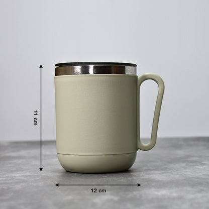 Ganesh Premium Stainless Steel Coffee Mug, 400ml – Heat-Resistant Lid