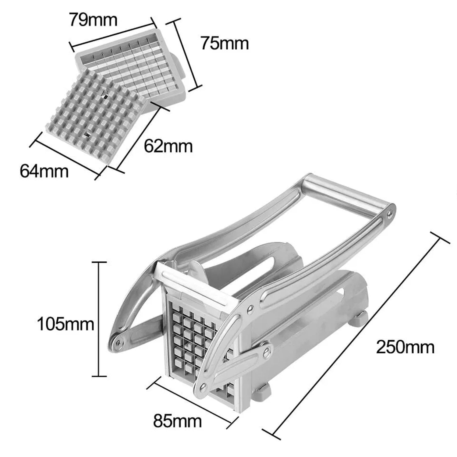 Stainless Steel French Fries Cutter for Potato Fries, Carrot and Vegetable Fingers