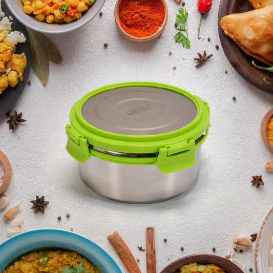 Ganesh Solo Round 400 Stainless Steel Leak-Proof Airtight Lunch Box