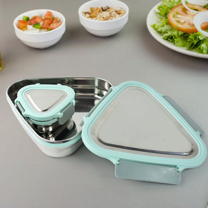 Ganesh Trinity Triangle 2pc Stainless Steel Leakproof Lunch Box Set