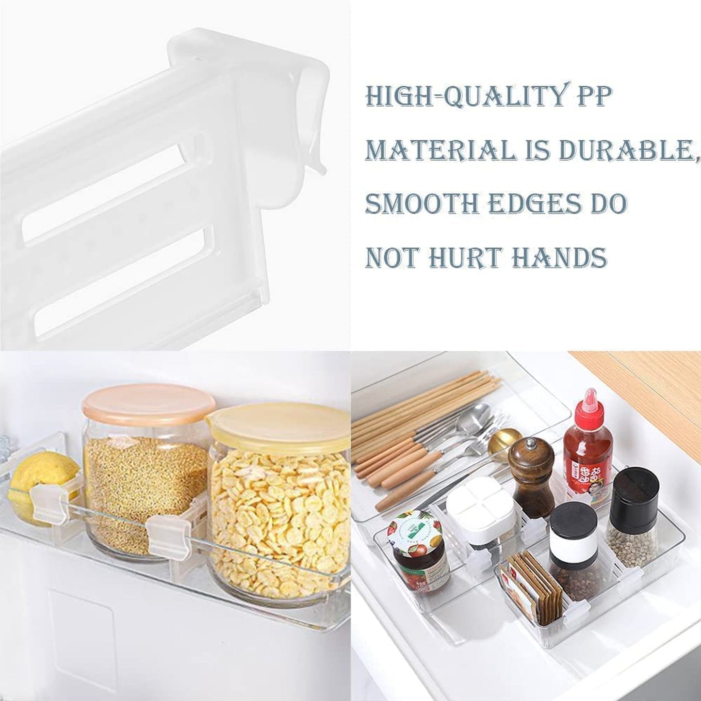 Refrigerator Drawer Divider Clips & Storage Organizers – Set of 4