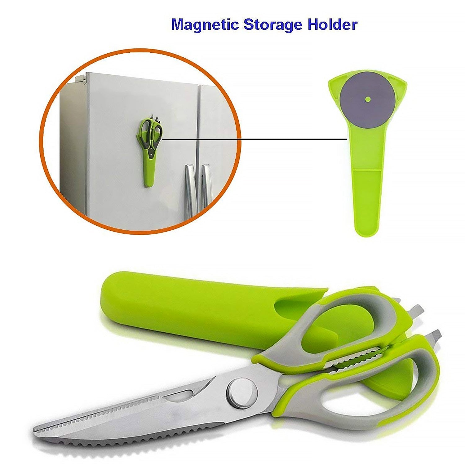Multi-Purpose Stainless Steel Kitchen Shears with Magnetic Holder