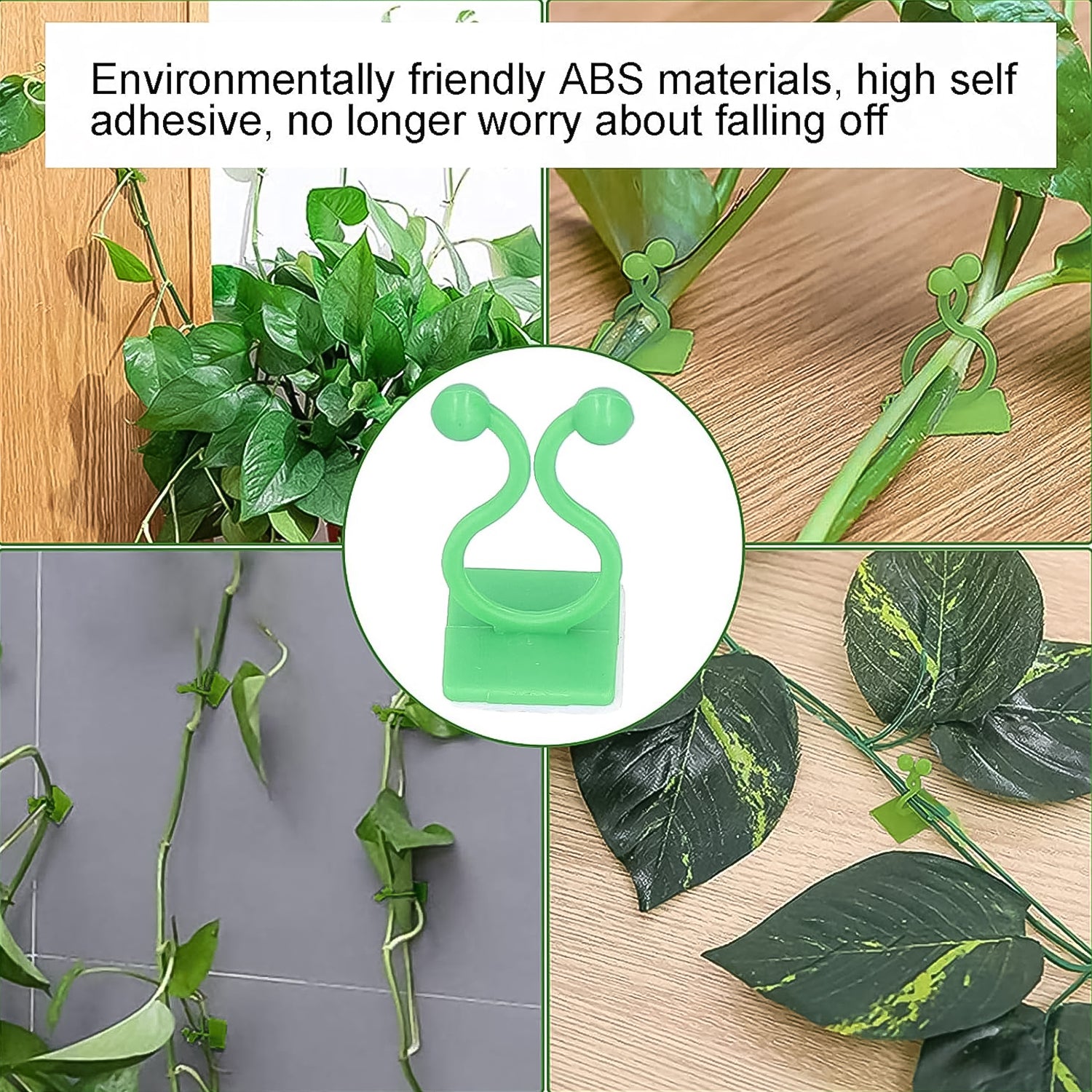 Plant Climbing Wall Fixture Clips – Self-Adhesive Vine Support Hooks for Home & Garden - Pack of 100