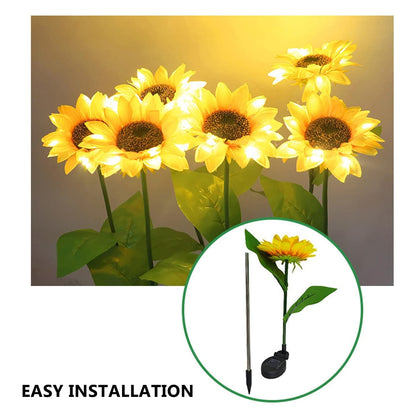 Solar Sunflower Garden Lights with Flash Mode & Waterproof Design - Set of 2
