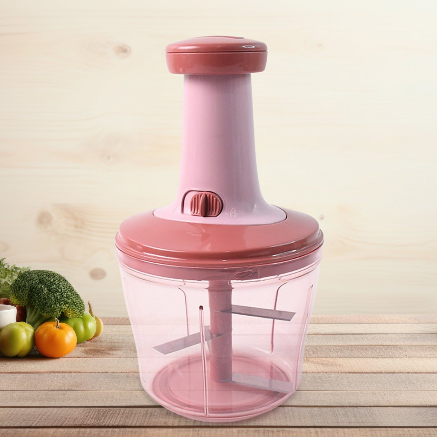 Apex Quba Push Chopper with Stainless Steel Blades & Mixing Attachment – 1000ml