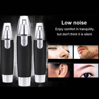 Stainless Steel Battery-Operated Ear and Nose Hair Trimmer – Heavy-Duty Grooming Tool