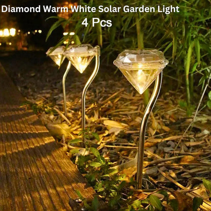 Diamond Solar Path Lights – Waterproof LED Garden Stakes (4 Pc)