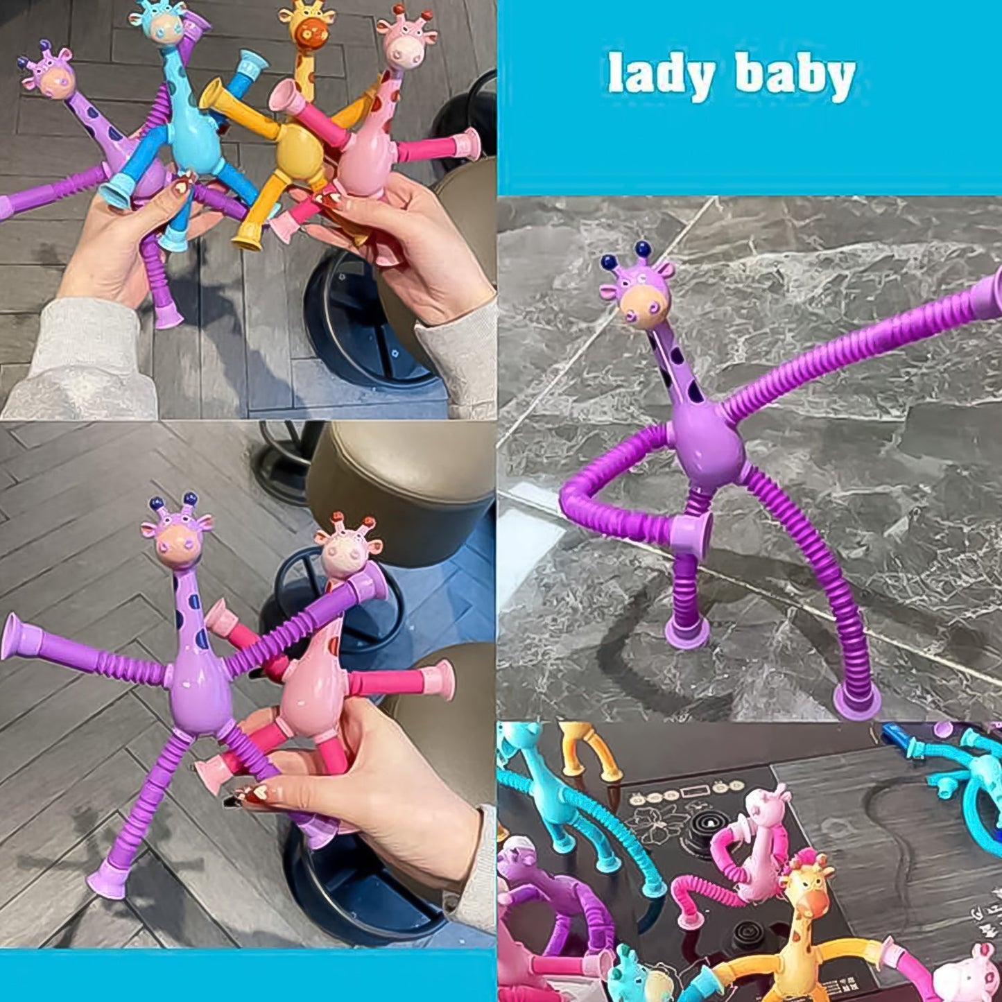 LED Giraffe Telescopic Suction Cup Fidget Toy – Shape-Shifting Fun