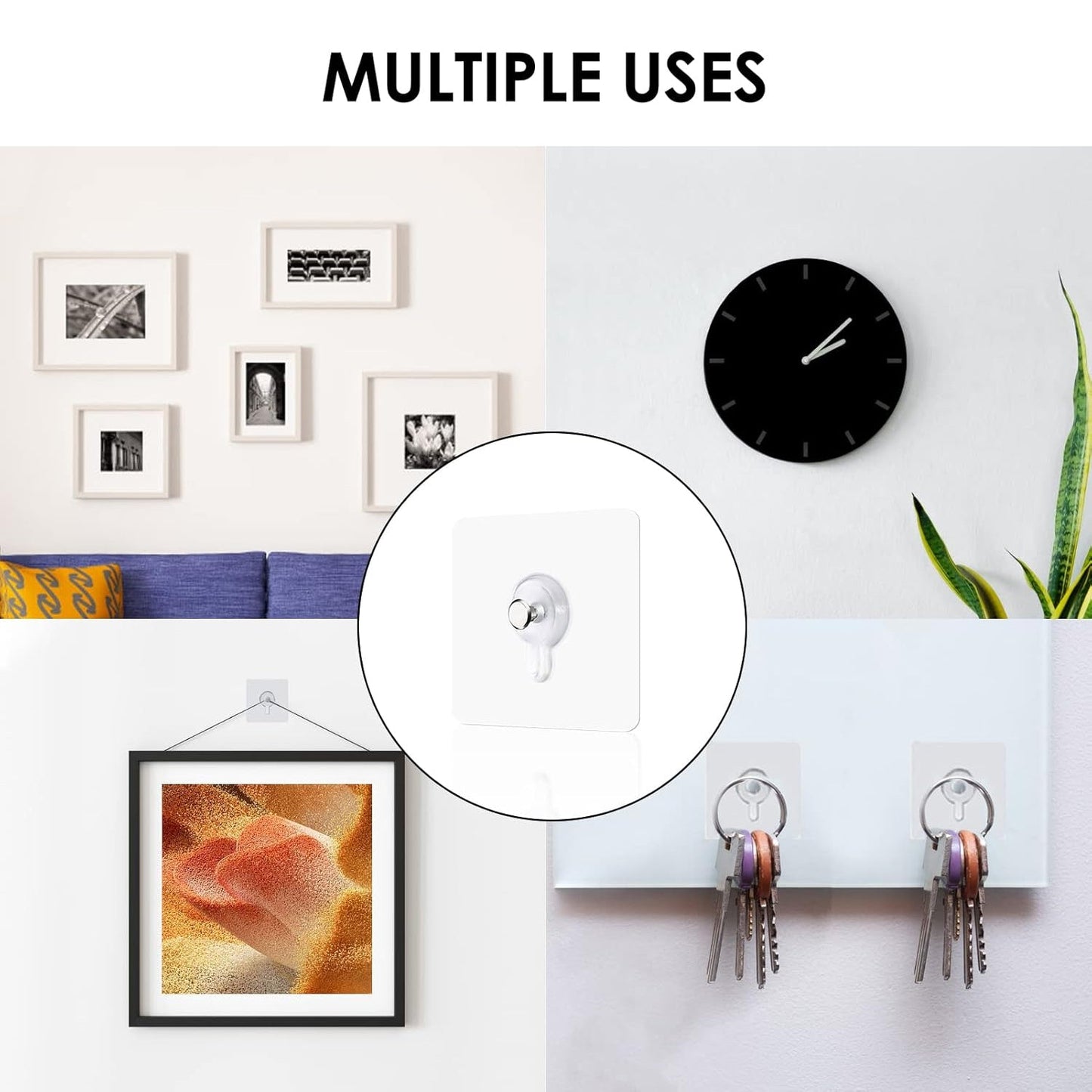 Adhesive Wall Hook for Photo Frames and Hanging Items – No Drill, Damage-Free (10 pcs)