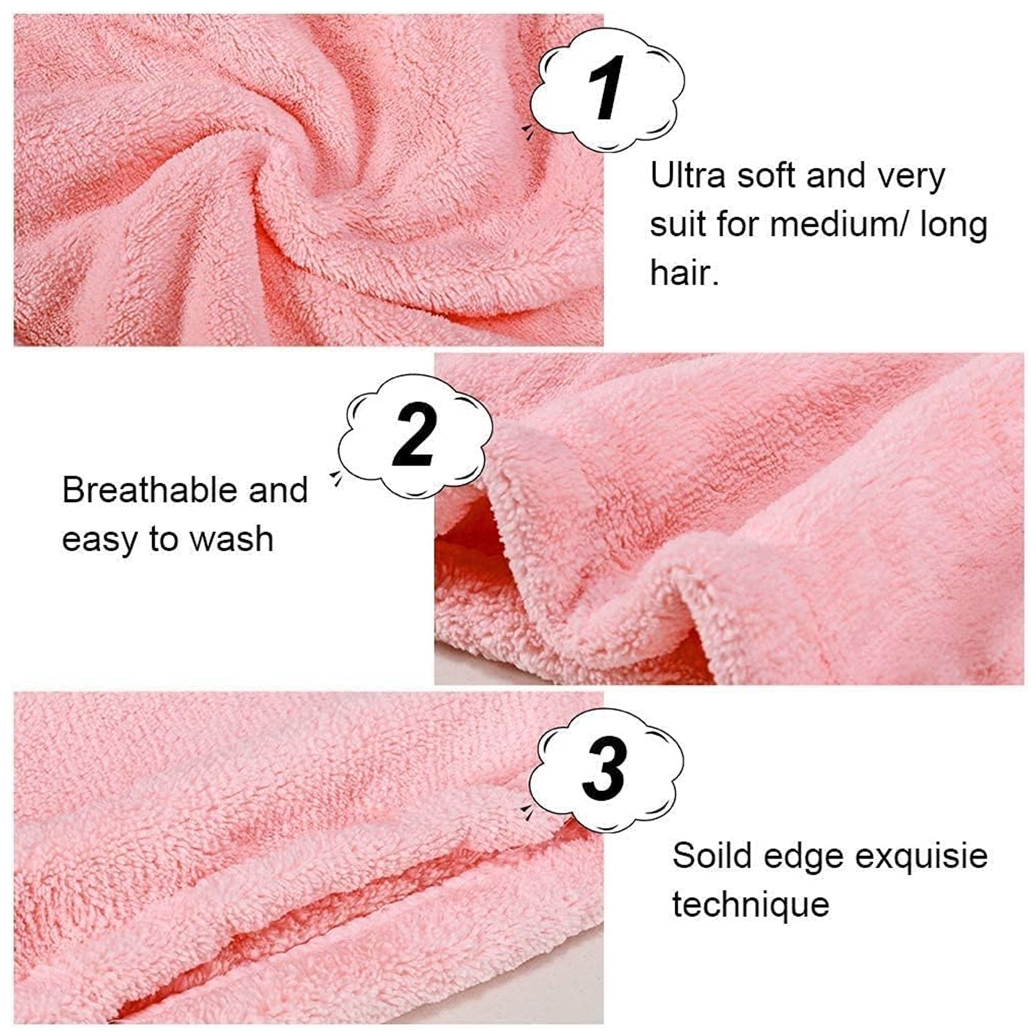 Microfiber Hair Wrap Towel Cap (1 Pc / 63x23 Cm / Random Color)