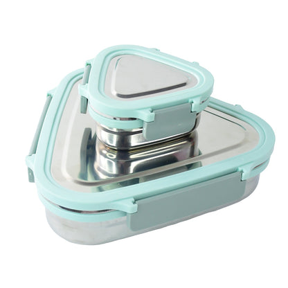 Ganesh Trinity Triangle 2pc Stainless Steel Leakproof Lunch Box Set