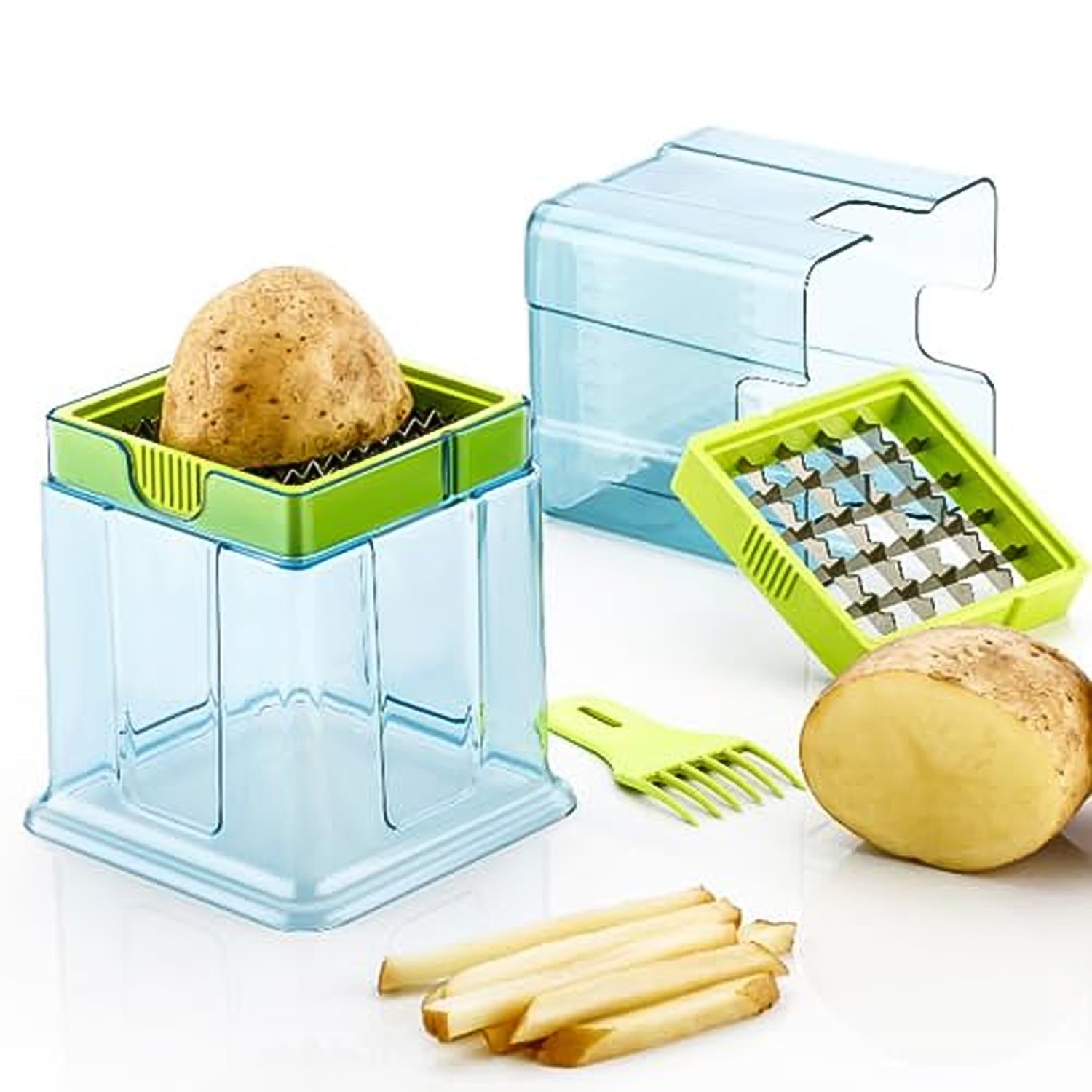 2-in-1 French Fry Cutter & Vegetable Fingers Maker with Two Blades