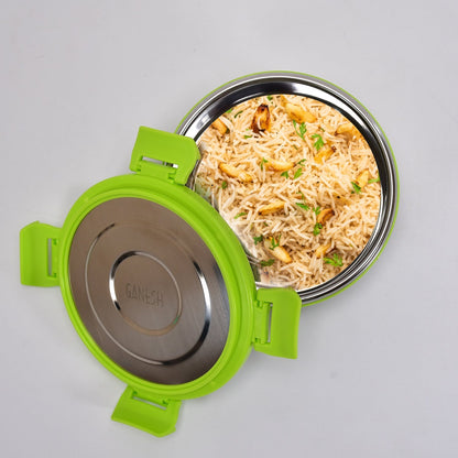 Ganesh Solo Round 400 Stainless Steel Leak-Proof Airtight Lunch Box