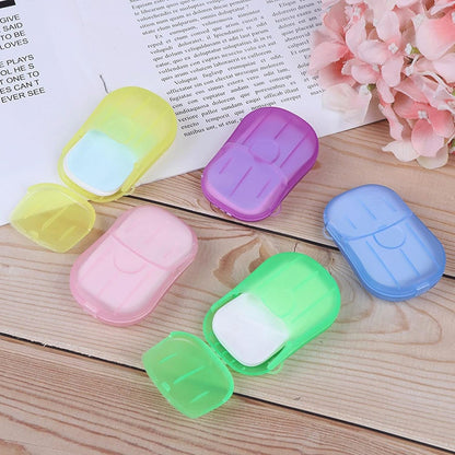 Travel Paper Soap Sheets with Mini Box – 20 Sheets, Random Color