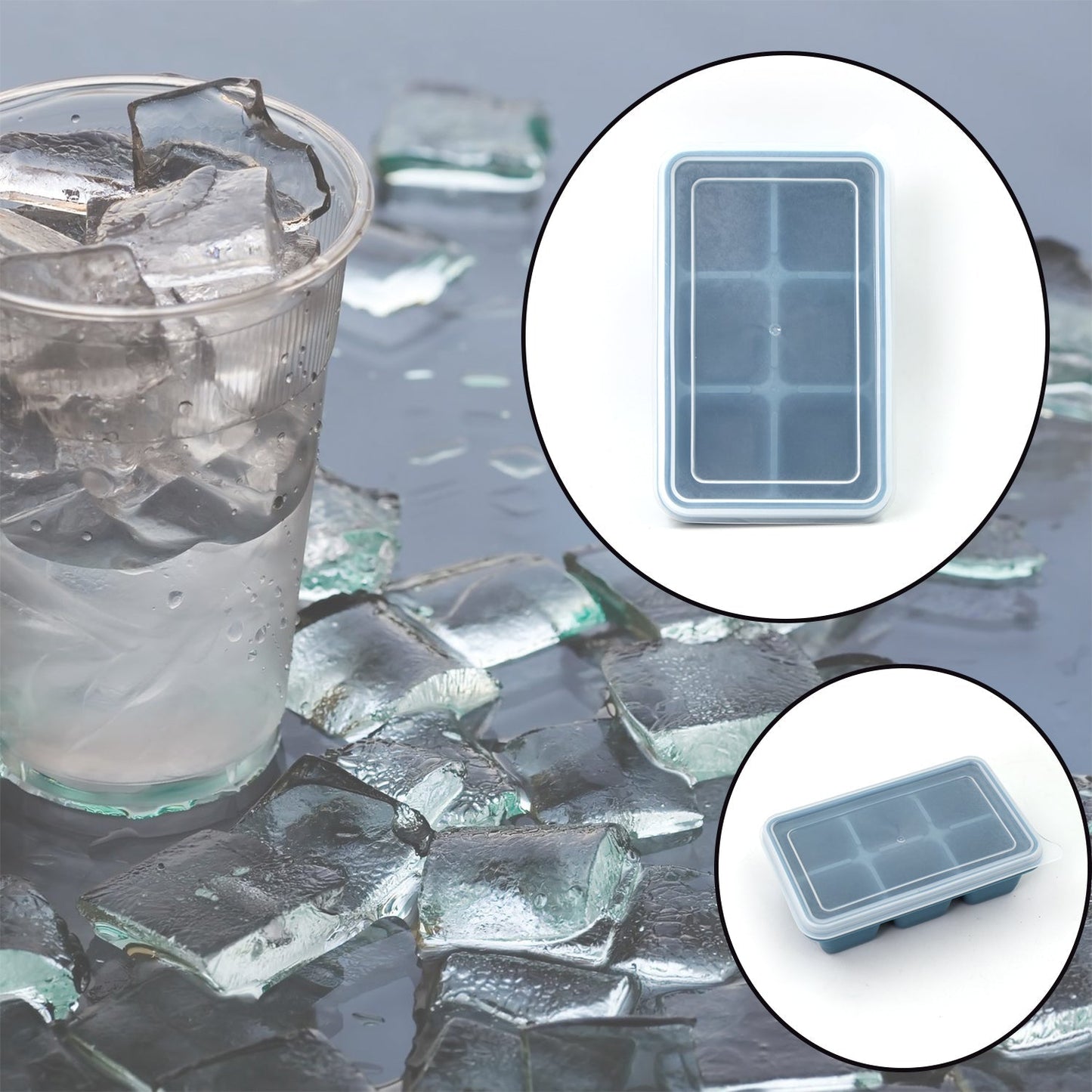6-Grid Silicone Ice Tray – Flexible & Compact Ice Cube Mold for Household Use