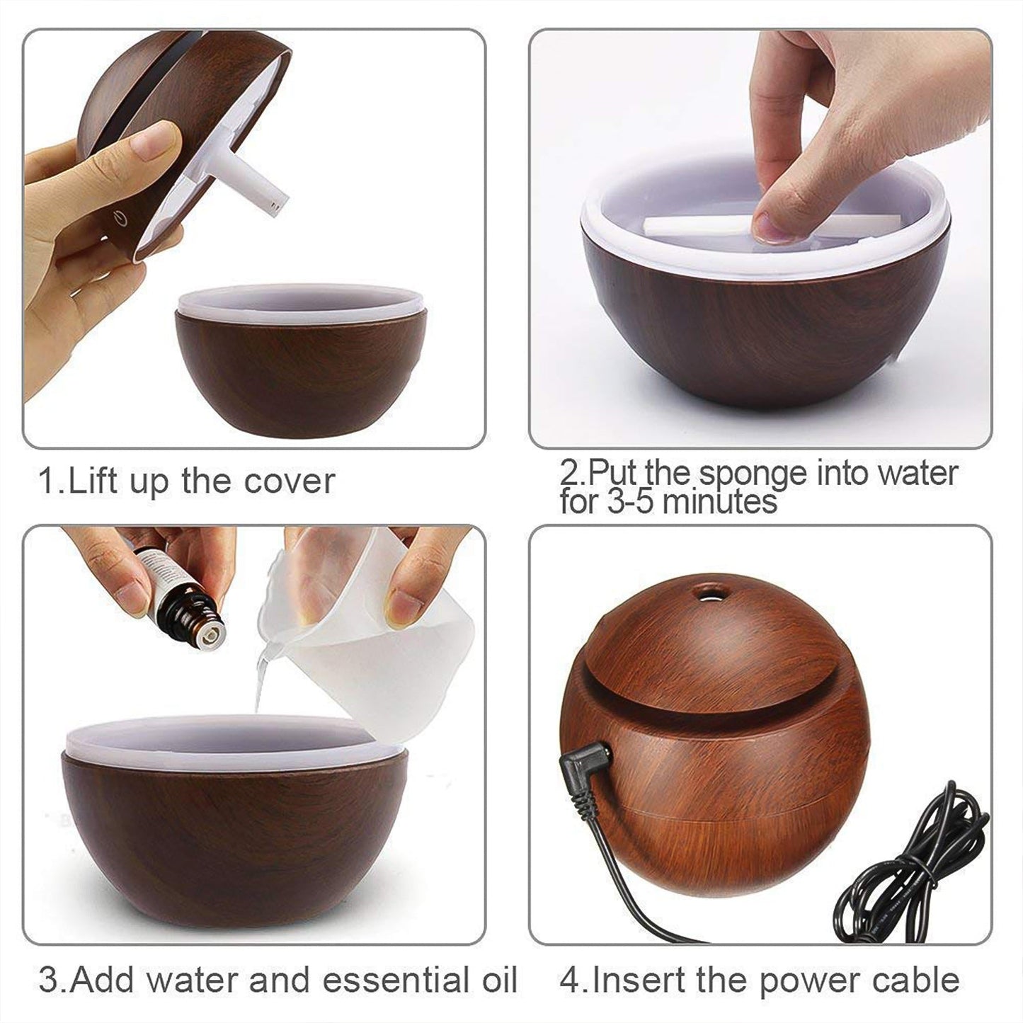 Ultrasonic USB Aromatherapy Humidifier – 130ML with LED Lights