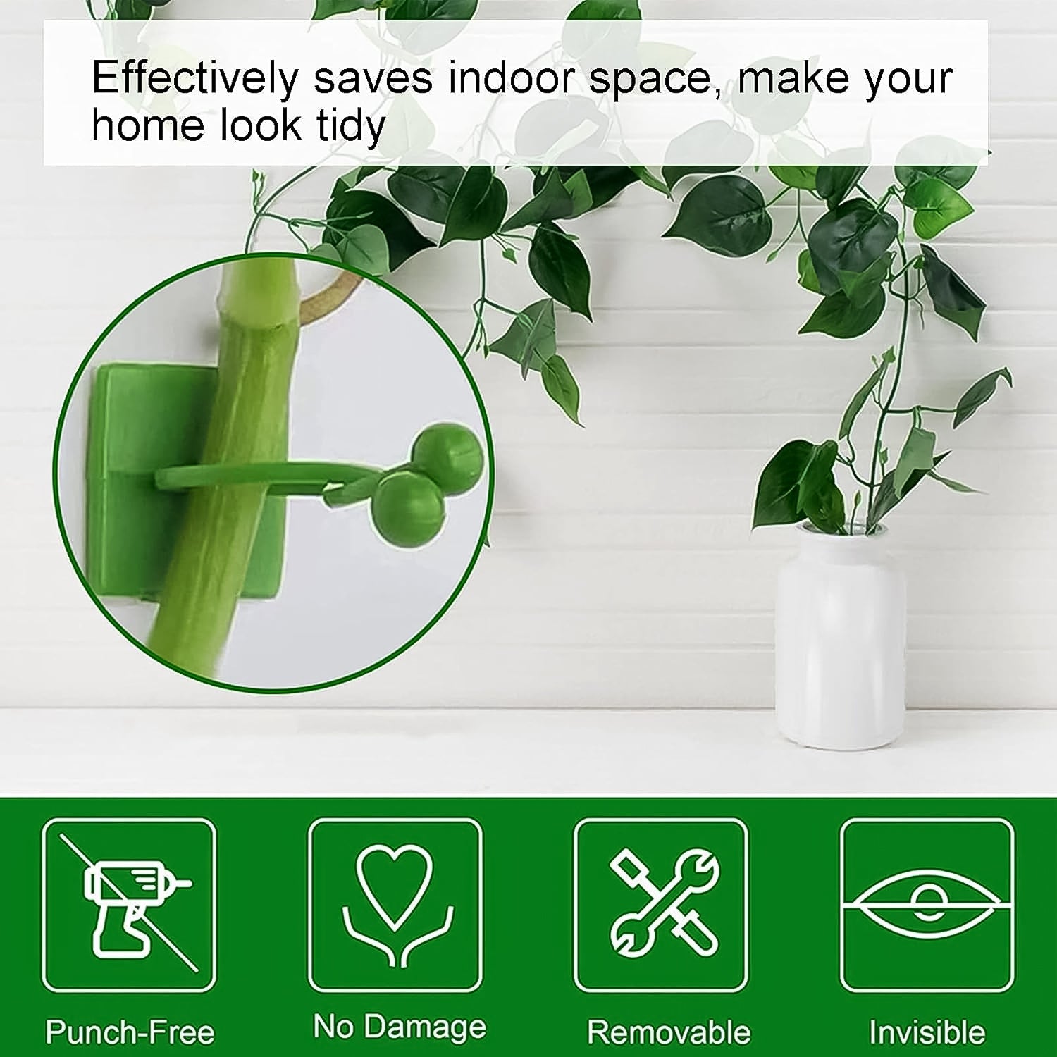 Plant Climbing Wall Fixture Clips – Self-Adhesive Vine Support Hooks for Home & Garden - Pack of 100