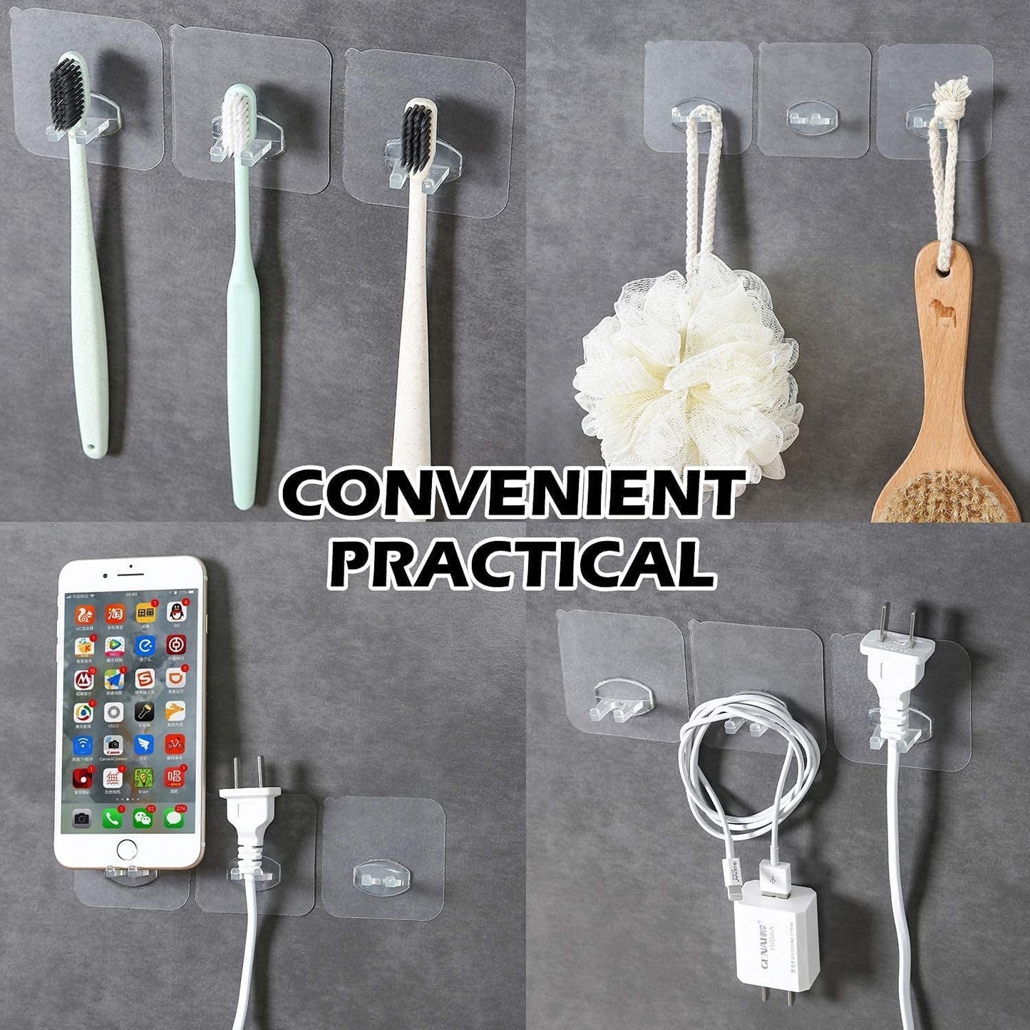 Self-Adhesive Wall Hook for Kitchen Tools and Power Plugs – Drill-Free & Waterproof (10 pcs)
