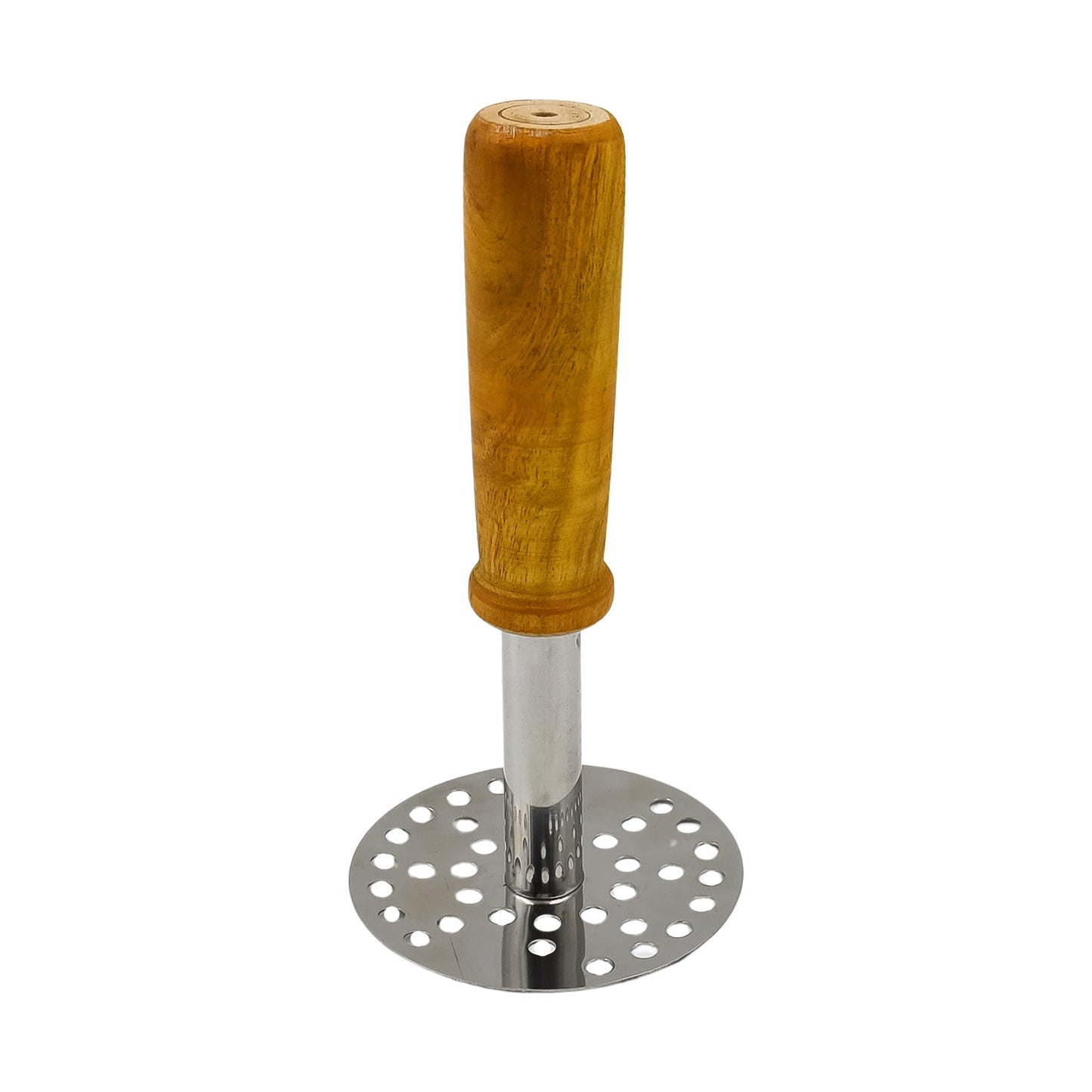 High-Grade Stainless Steel Potato & Vegetable Masher with Wooden Handle – Pav Bhaji Crusher