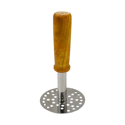 High-Grade Stainless Steel Potato & Vegetable Masher with Wooden Handle – Pav Bhaji Crusher
