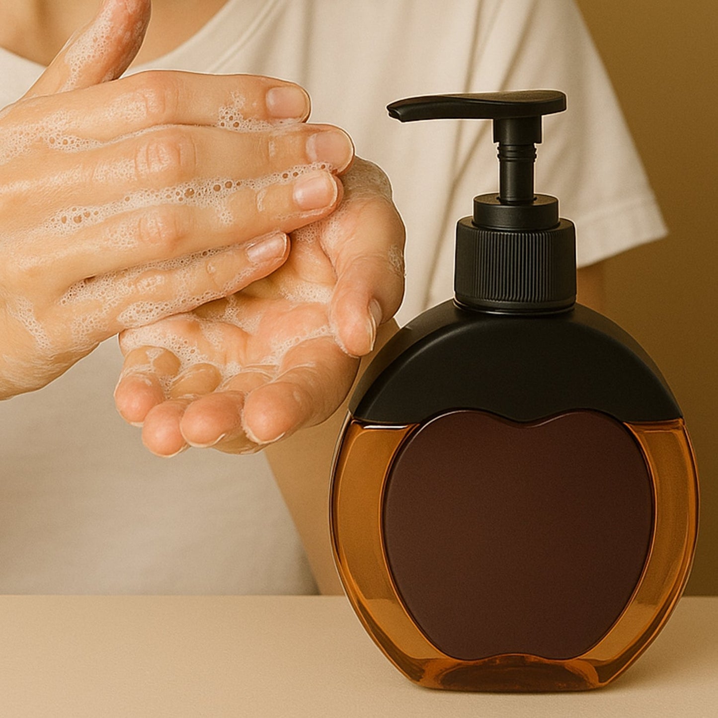 Refillable Apple-Shaped Liquid Soap Dispenser – 350 ML