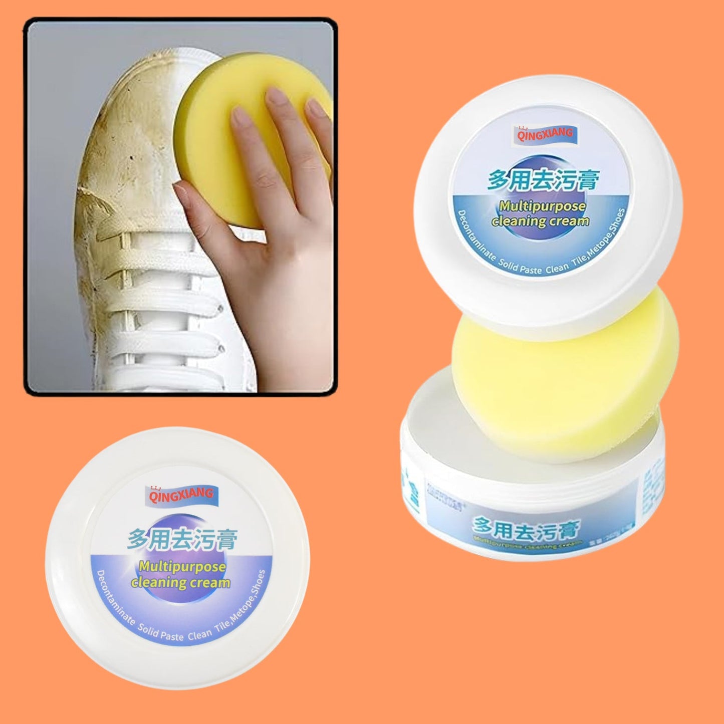 Shoe Cleaning Cream – Stain Remover for Sneakers & Rubber Soles (260g)