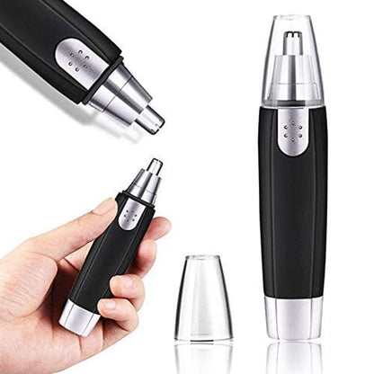 Stainless Steel Battery-Operated Ear and Nose Hair Trimmer – Heavy-Duty Grooming Tool