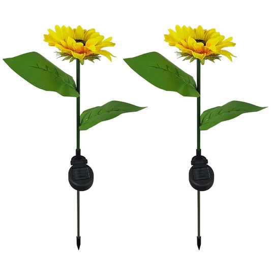 Solar Sunflower Garden Lights with Flash Mode & Waterproof Design - Set of 2