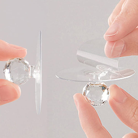 Clear Diamond Crystal Cabinet Knob – Self Adhesive Handle (10 pcs)