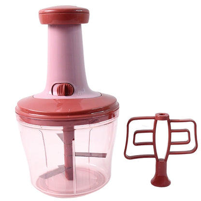 Apex Quba Push Chopper with Stainless Steel Blades & Mixing Attachment – 1000ml