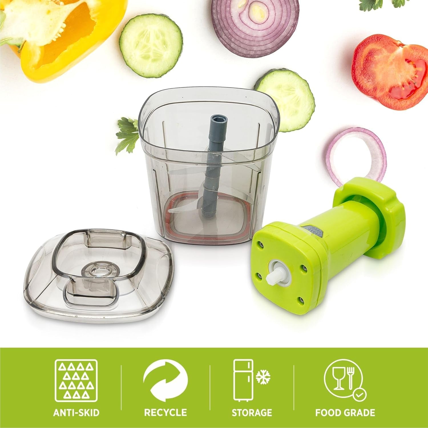 2-in-1 Push Chopper – Manual Vegetable Chopper (1100ML)