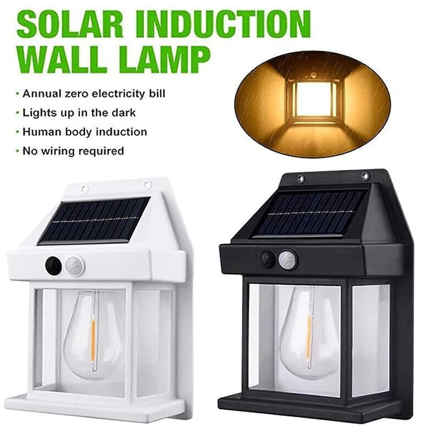 Solar Wall Lantern – Wireless Motion Sensor Dusk-to-Dawn Light