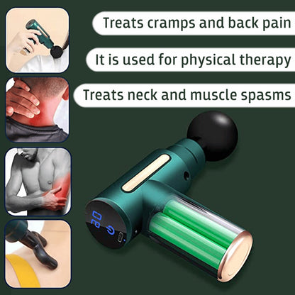 Deep Tissue Percussion Massage Gun – Full Body Pain Relief Machine with 4 Heads & 6 Speed Settings (Cordless, Rechargeable)