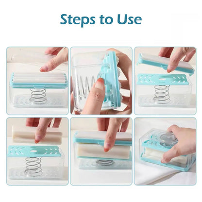 2-in-1 Portable Soap Dish & Dispenser with Roller – Home & Kitchen Use