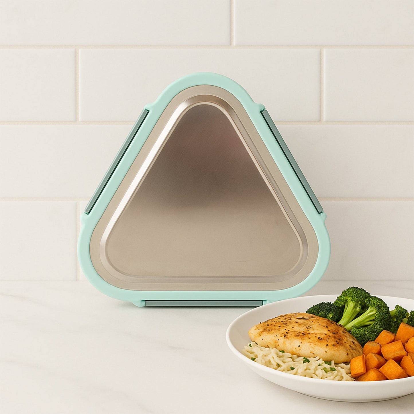 Ganesh Trinity Triangle 2pc Stainless Steel Leakproof Lunch Box Set