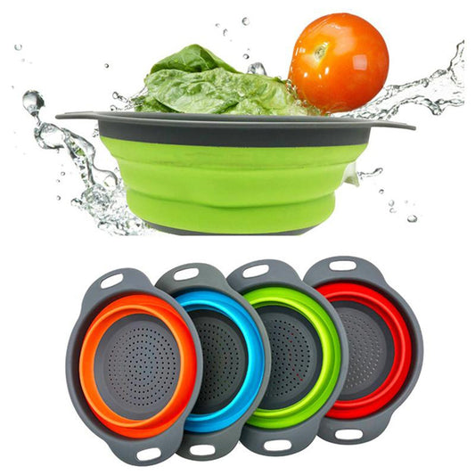 Foldable Round Silicone Strainer – Lightweight & Portable Kitchen Utensil