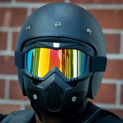 Motorcycle Goggles with Detachable Face Mask – Windproof, UV-Proof, Anti-Scratch Riding Glasses for Off-Road, Cycling, Racing