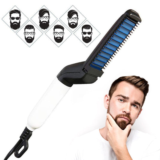 Men’s Beard and Hair Straightener Comb – Fast Heating, Safe, Multifunction Grooming Tool