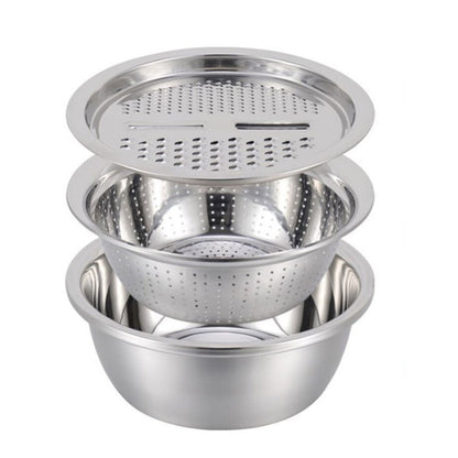 3 in 1 Julienne Grater Set with Bowl, Strainer & Cutter for Kitchen Use