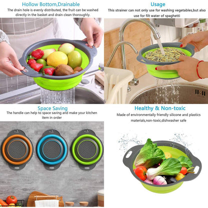 Foldable Round Silicone Strainer – Lightweight & Portable Kitchen Utensil