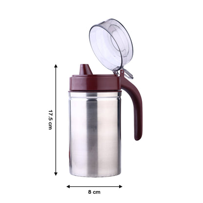 Stainless Steel Oil Dispenser with Small Nozzle – 500ml Leak-Proof Jar