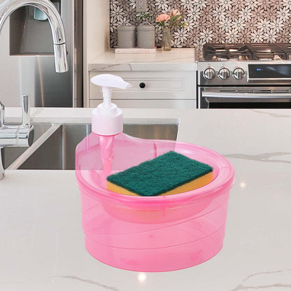 Double Layer Soap Dispenser with Pump & Sponge Holder for Kitchen