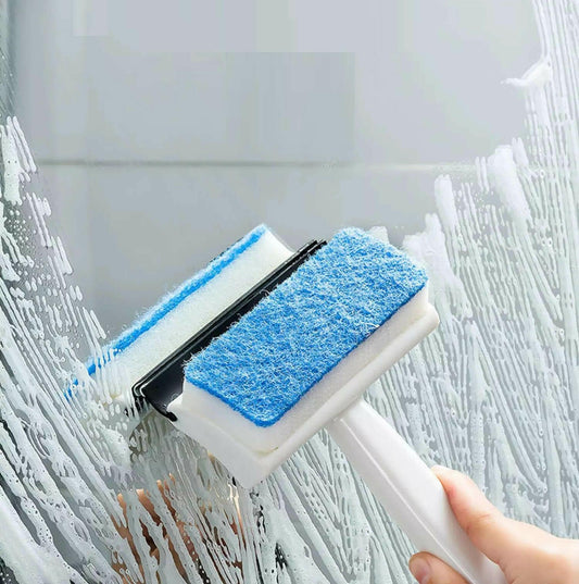 2-in-1 Glass Wiper & Scrub Brush – Double-Sided Mirror & Tile Cleaner