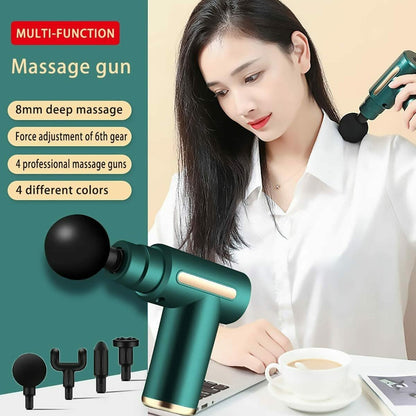 Deep Tissue Percussion Massage Gun – Full Body Pain Relief Machine with 4 Heads & 6 Speed Settings (Cordless, Rechargeable)