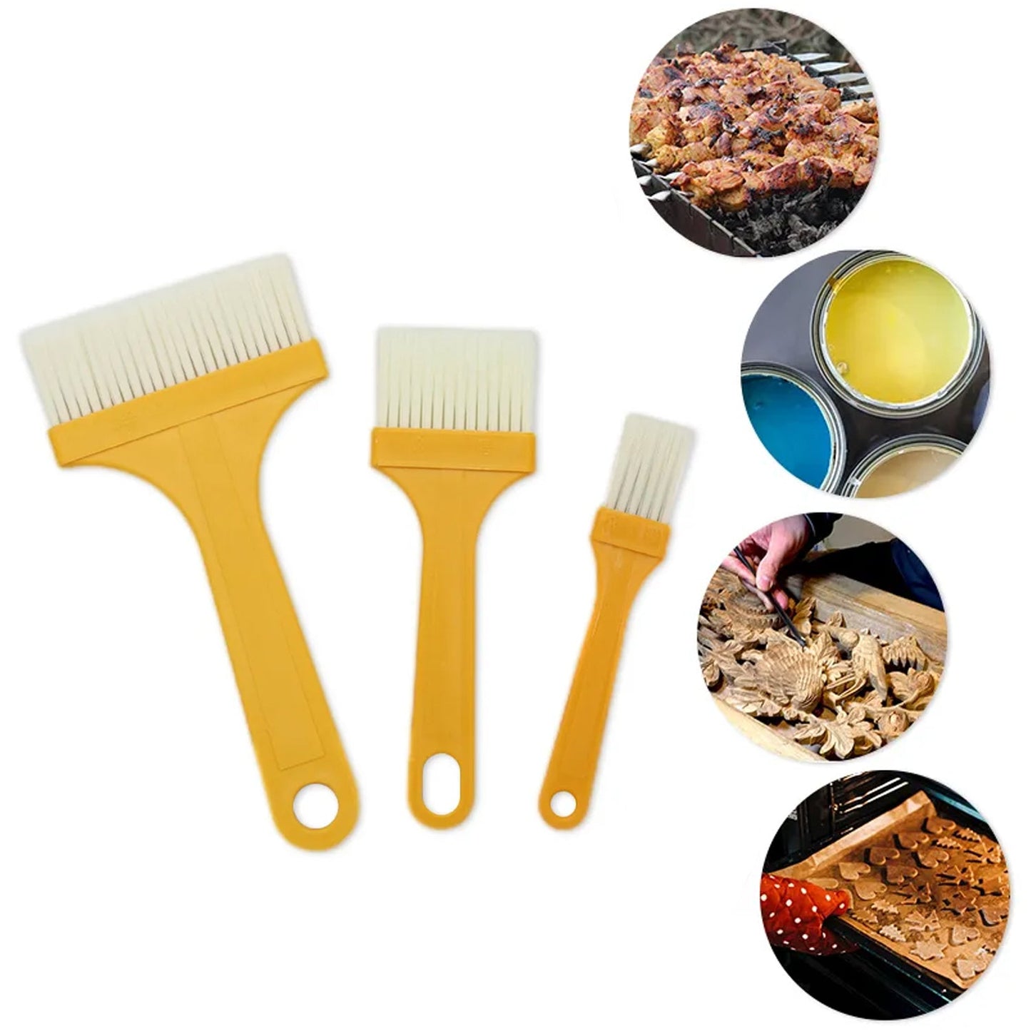Multifunction Pastry & Basting Brush Set For Cooking & Cleaning (3 Pc Set)