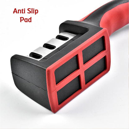 3-Stage Manual Knife Sharpener – Red, for Ceramic & Steel Knives