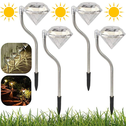 Diamond Solar Path Lights – Waterproof LED Garden Stakes (4 Pc)