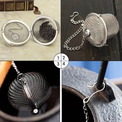 Stainless Steel Mesh Ball Tea Infuser with Chain for Spices & Loose Leaf